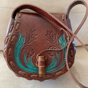 Faux Leather Embossed Shoulder Bag